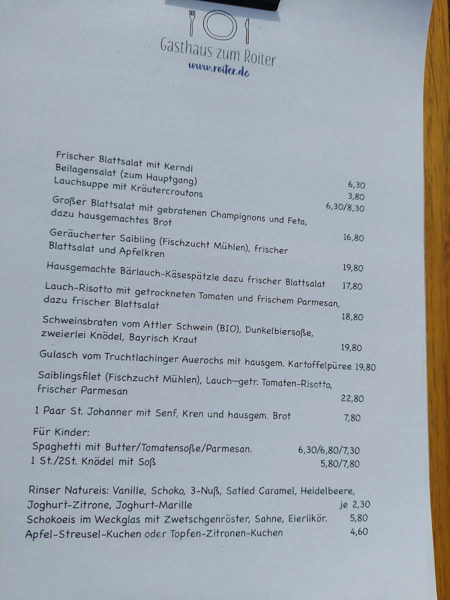 Speisekarte, Roiter