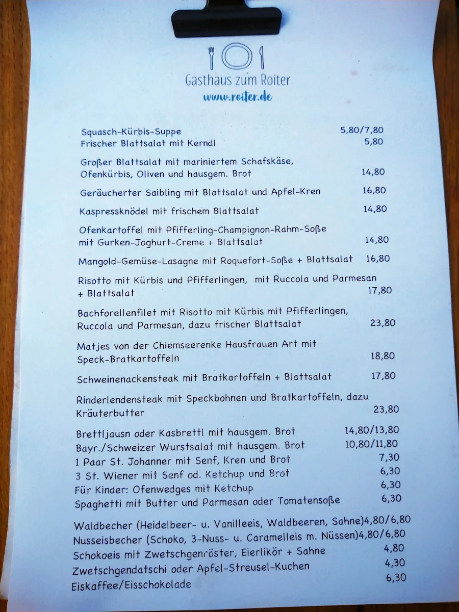 Speisekarte, Roiter