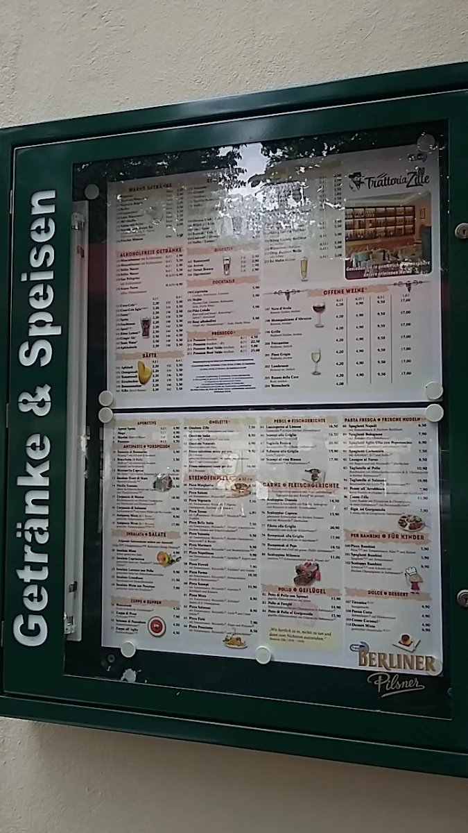 Speisekarte, Trattoria Zille