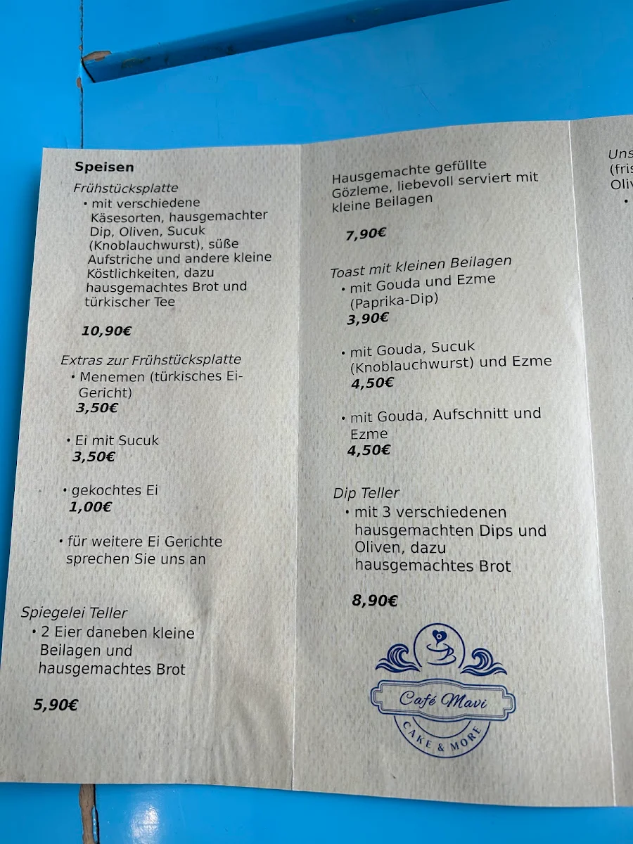 Speisekarte, Café Mavi - Cake & More