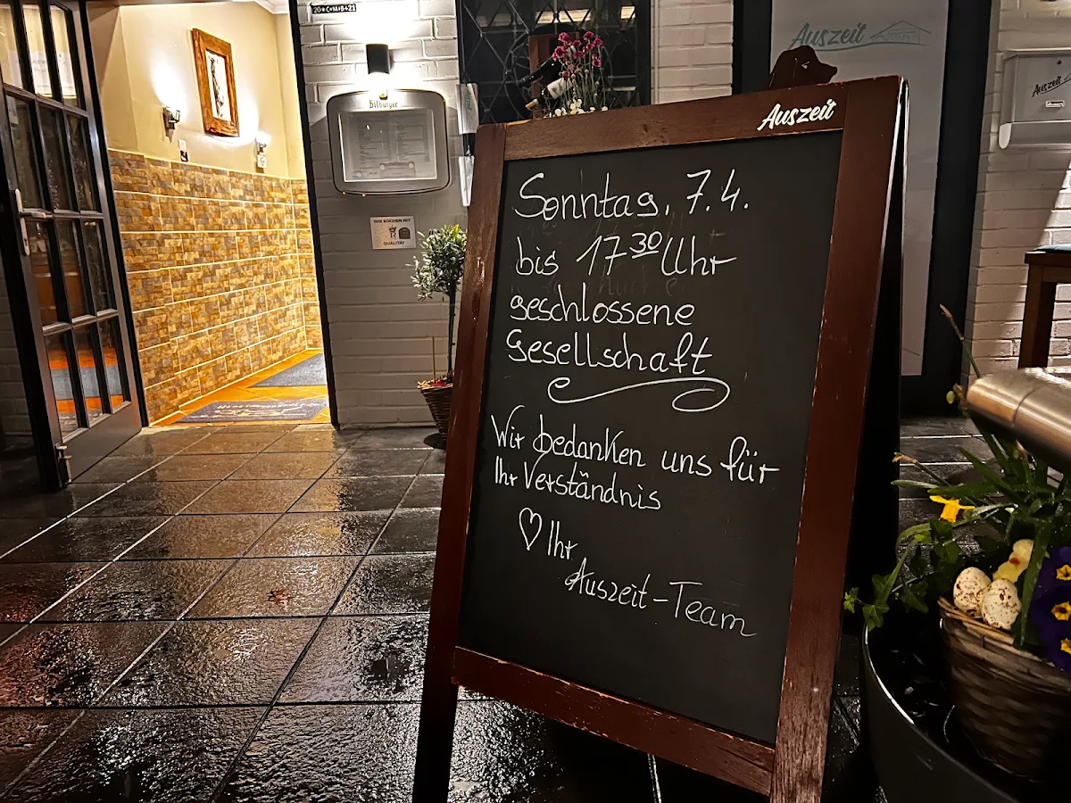 Speisekarte, Restaurant Auszeit