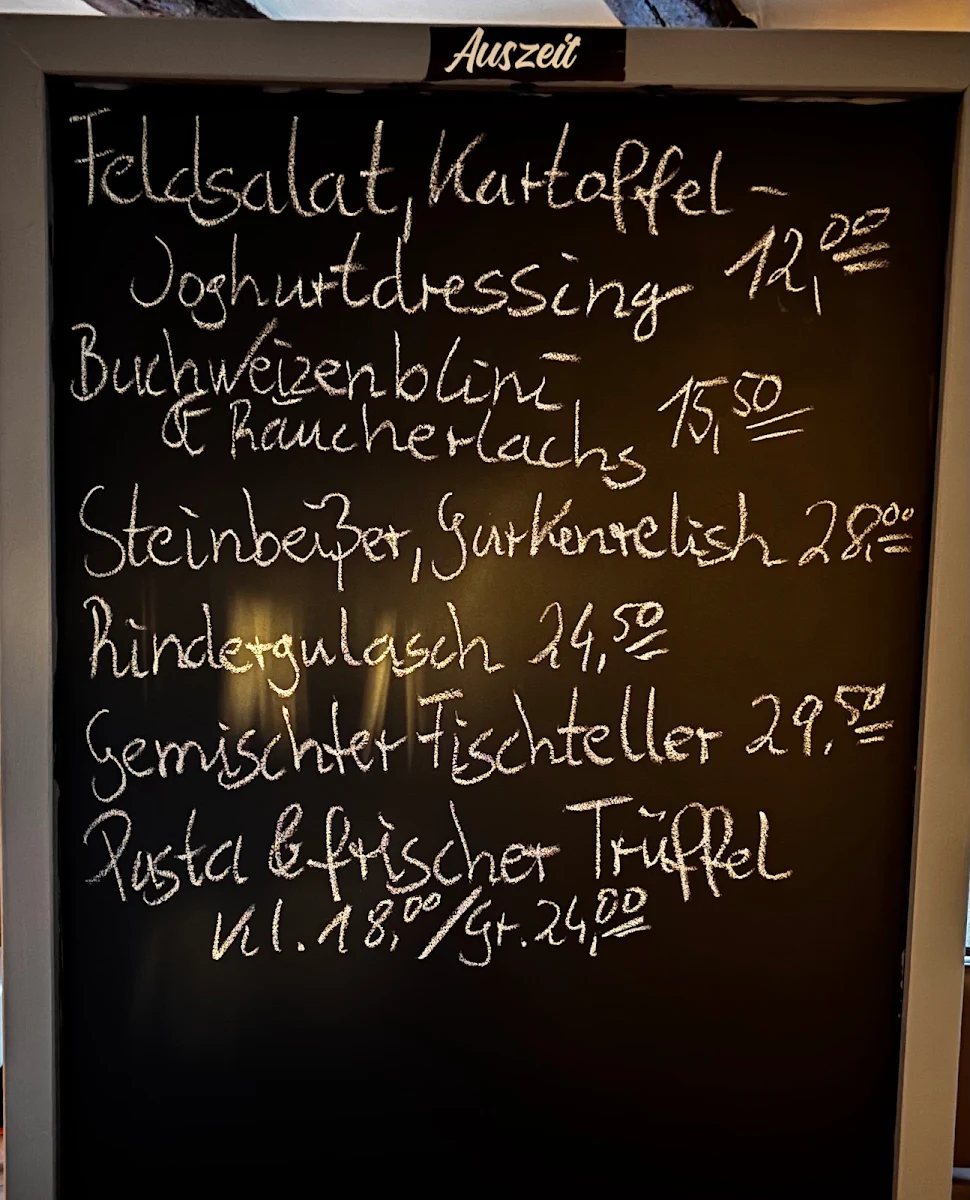 Speisekarte, Restaurant Auszeit