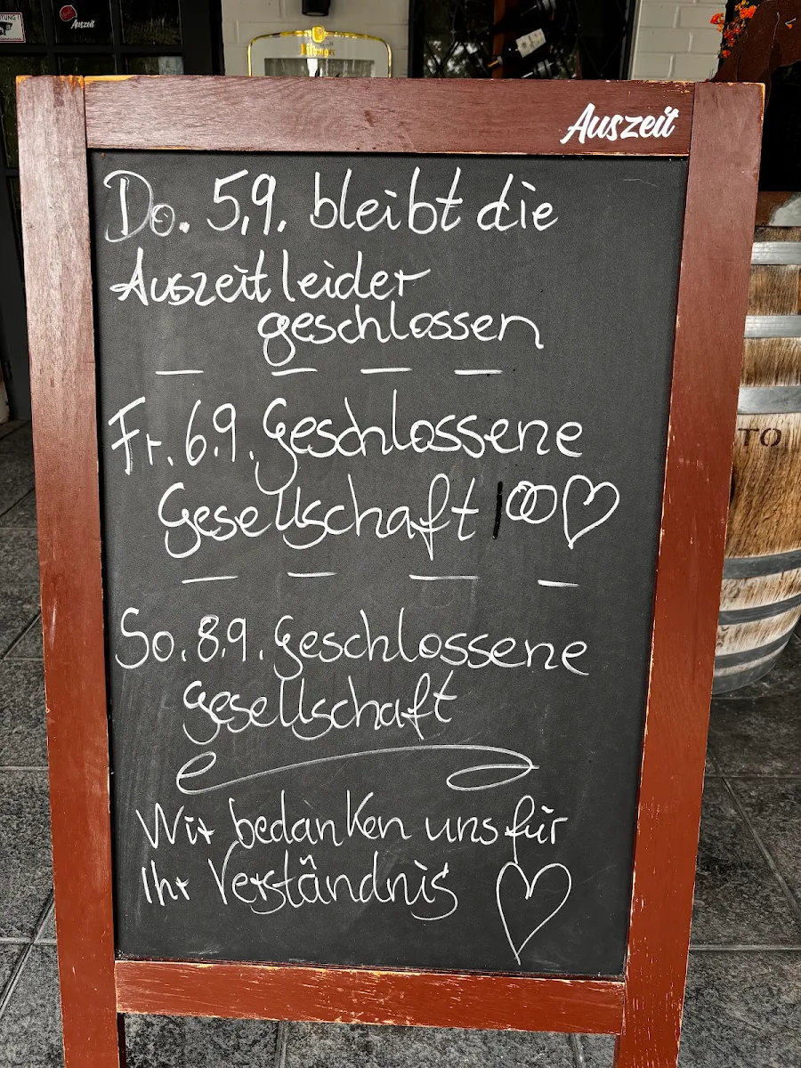 Speisekarte, Restaurant Auszeit