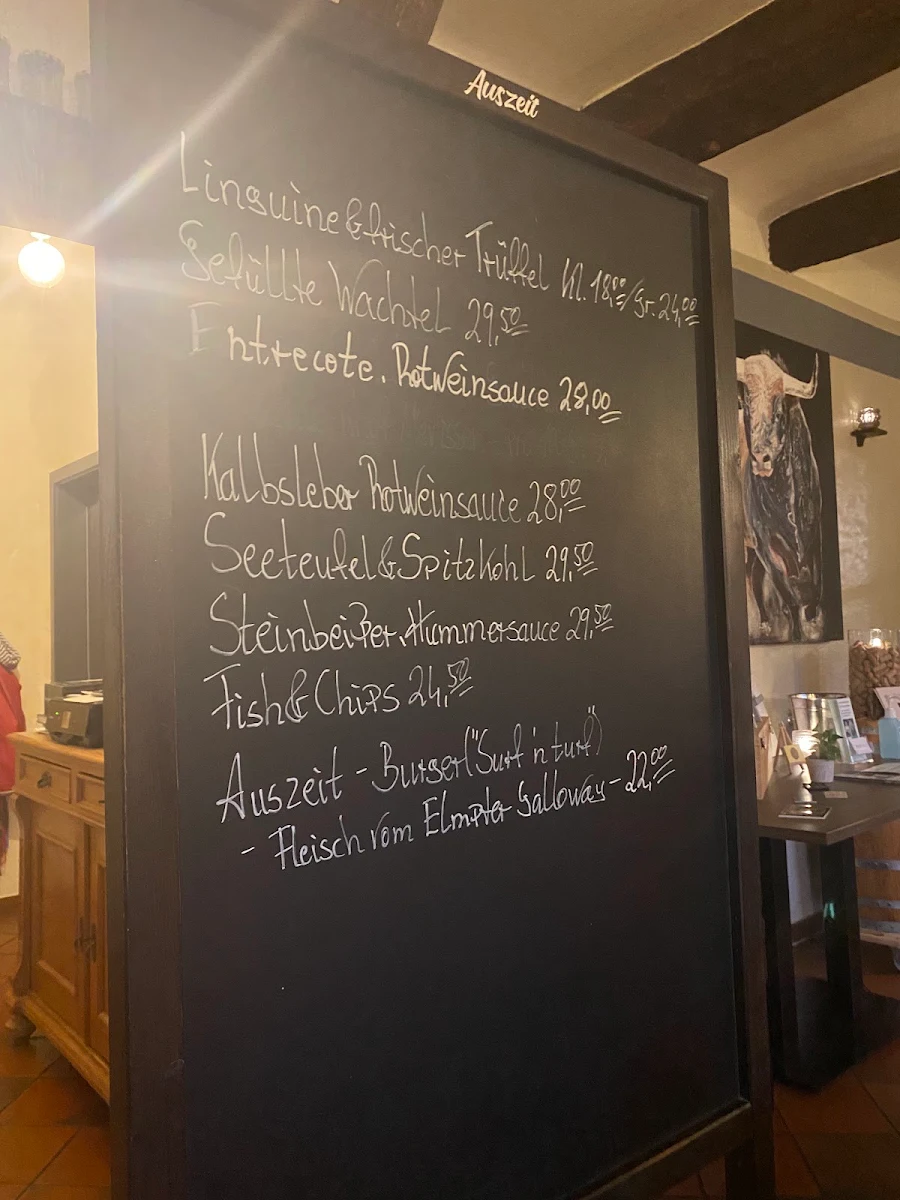 Speisekarte, Restaurant Auszeit