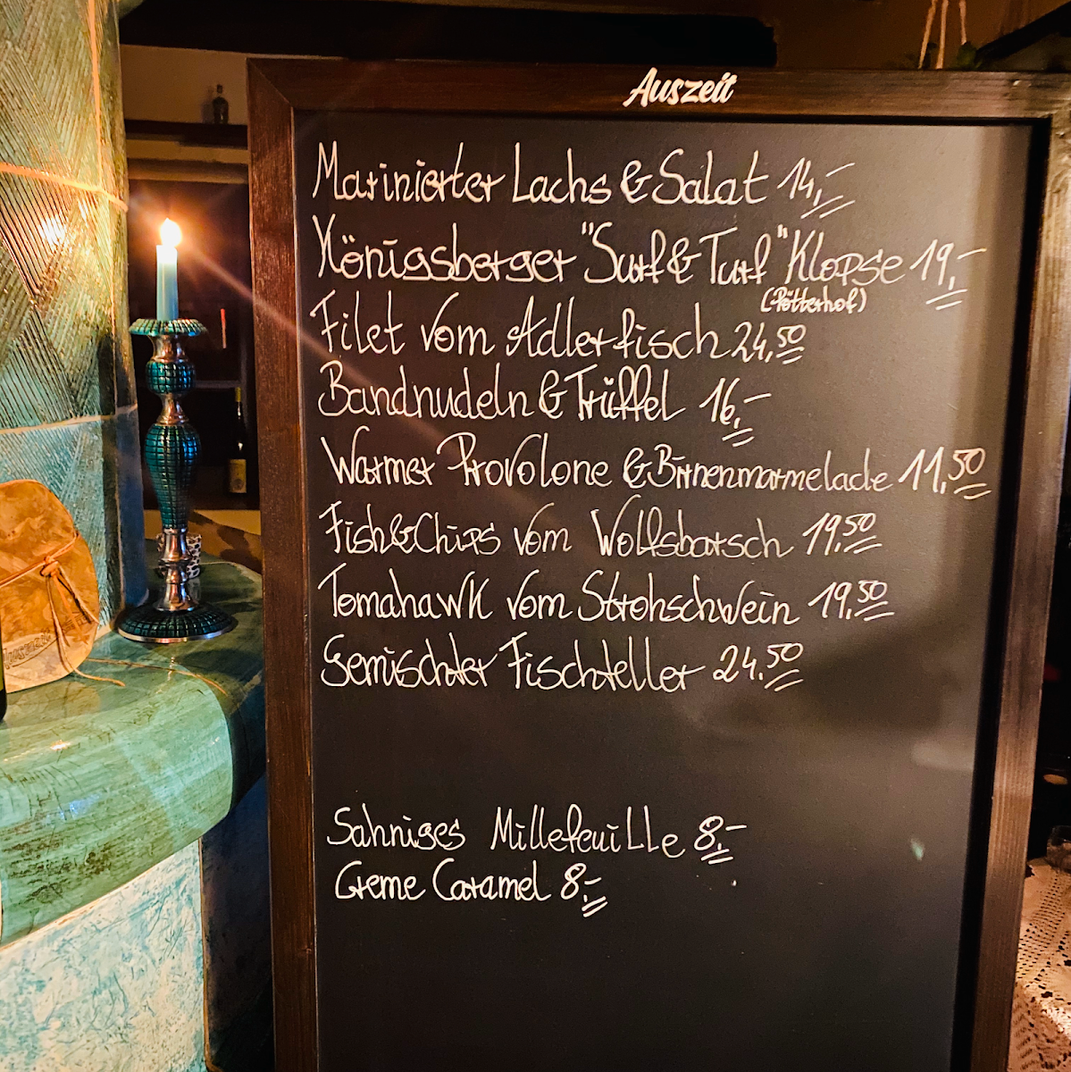Speisekarte, Restaurant Auszeit