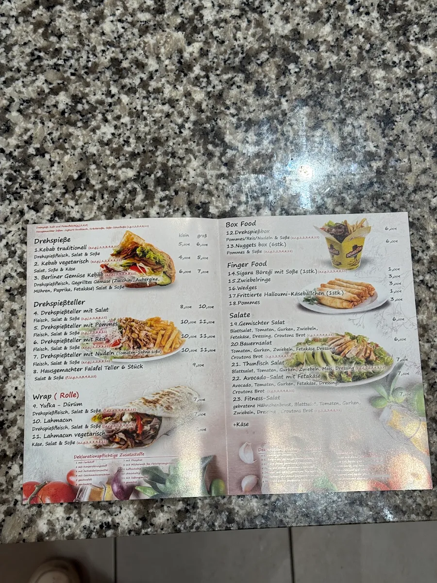 Speisekarte, Lale’s Gourmet Döner
