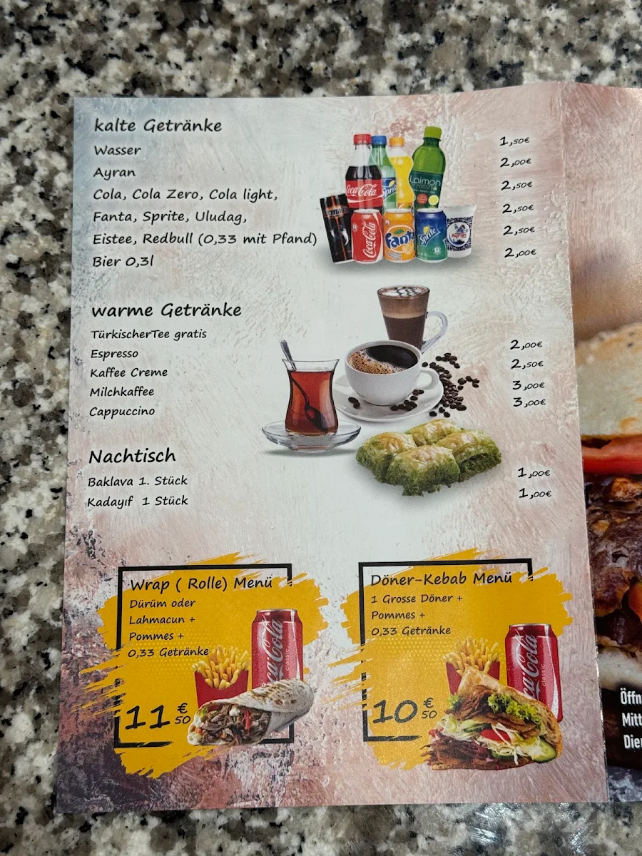 Speisekarte, Lale’s Gourmet Döner