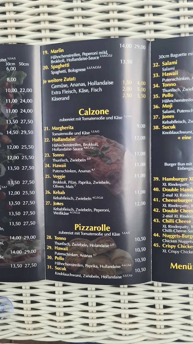 Speisekarte, Café & Pizza Moji