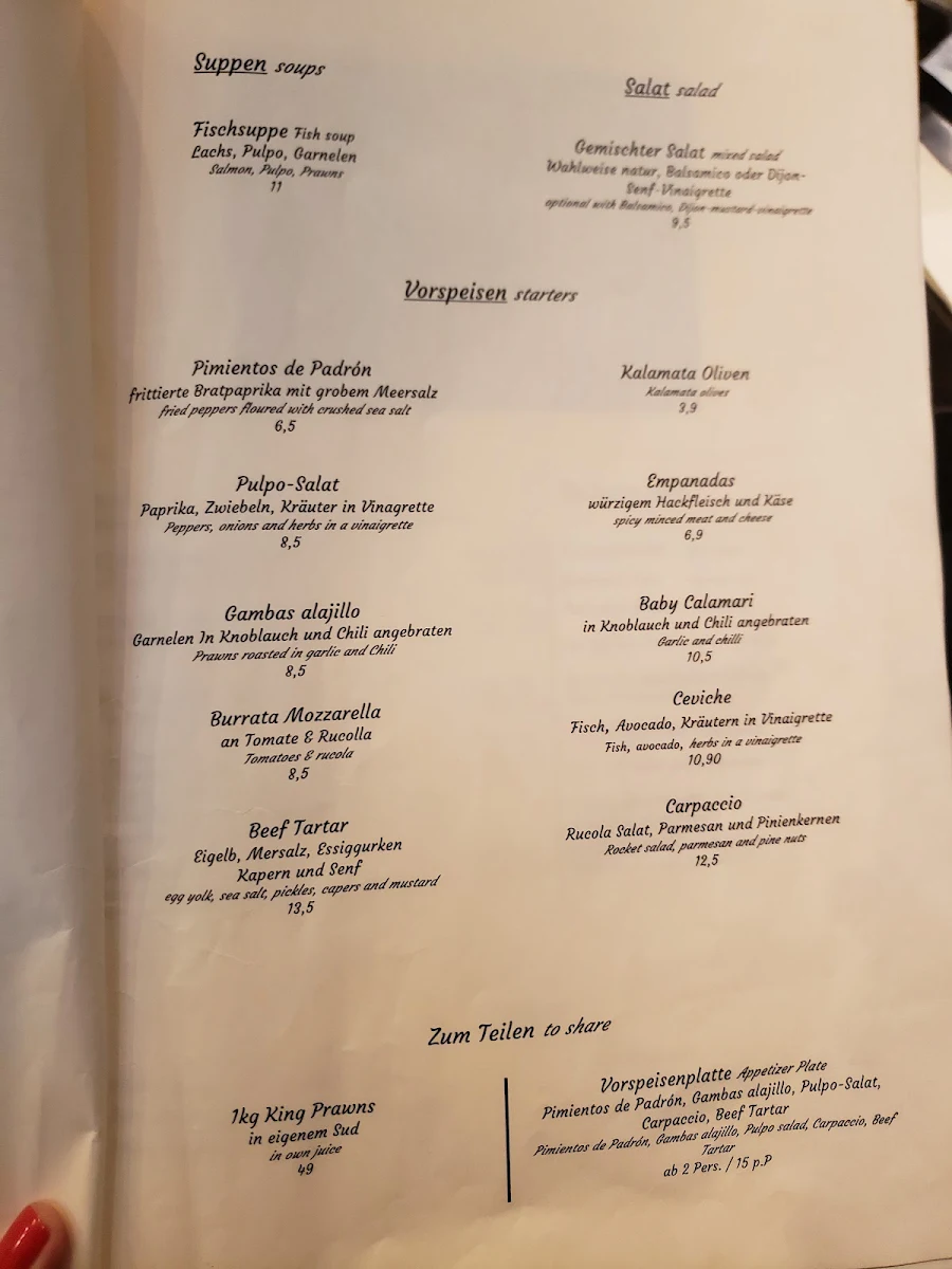 Speisekarte, Steakhouse ASADOR