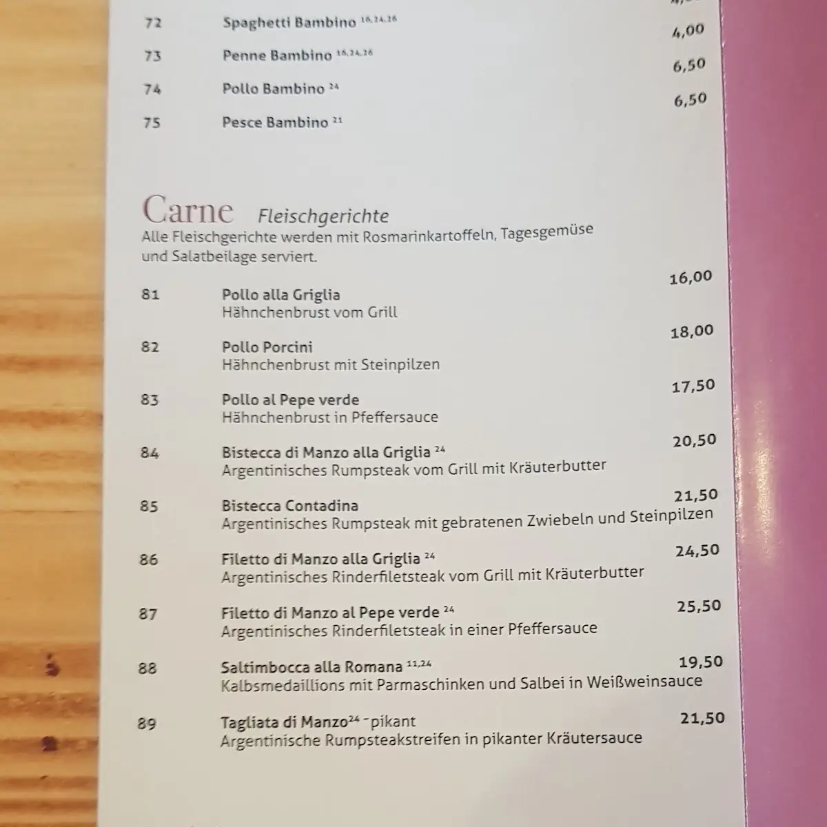 Speisekarte photo 5