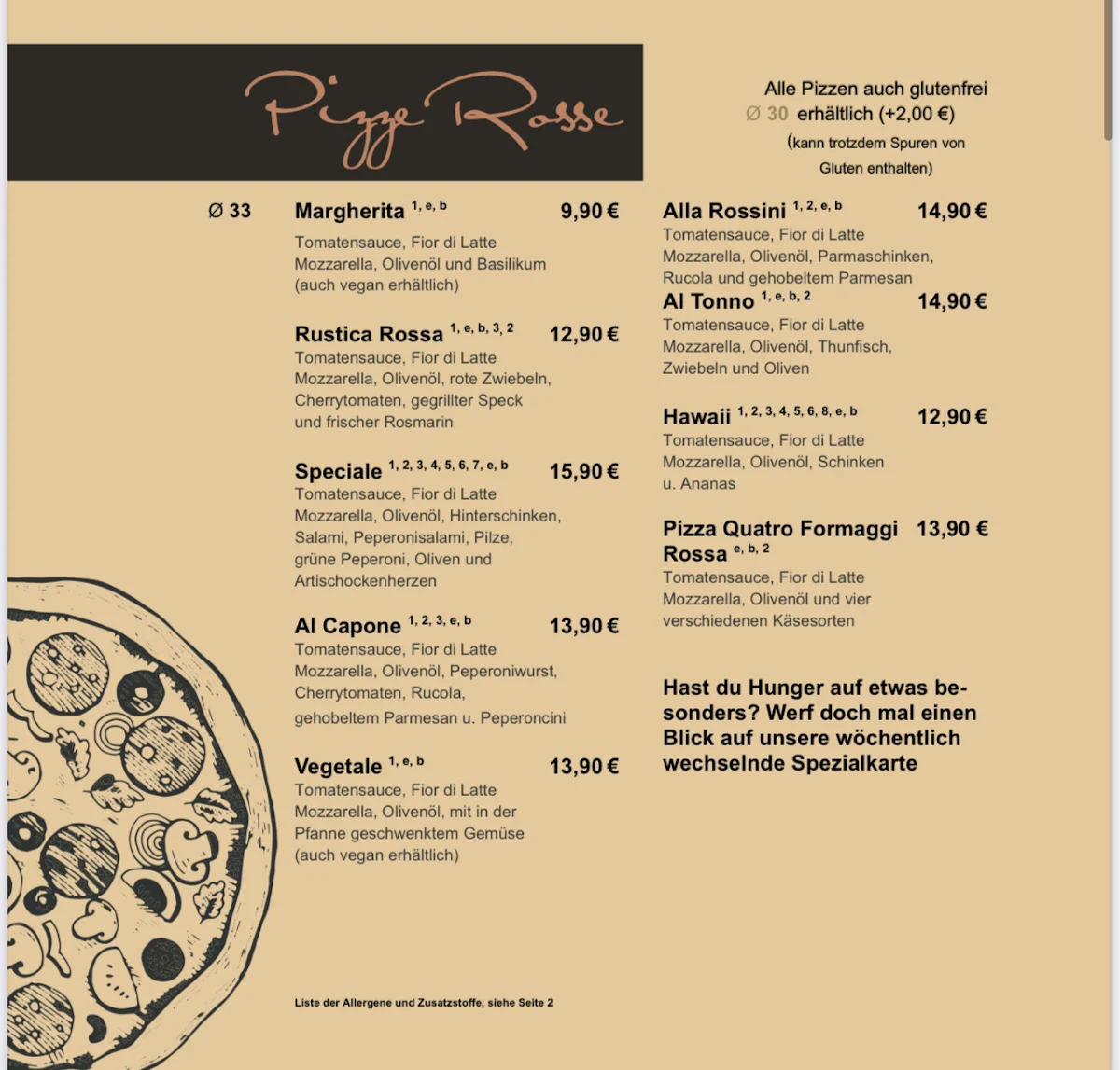 Speisekarte, Rossini Ristorante | Italienisches Restaurant im Golfclub Schweinfurt