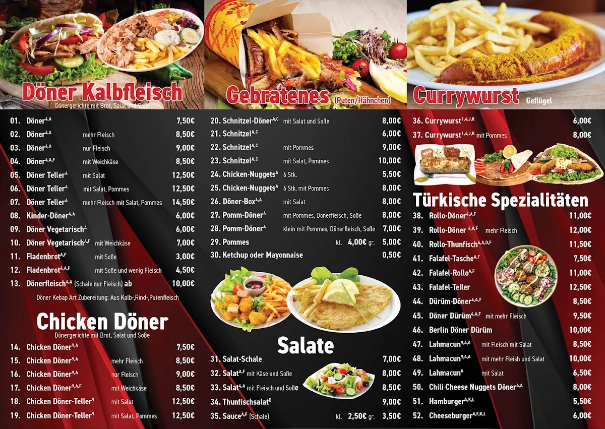 Speisekarte, Berlin Döner Pr. Oldendorf