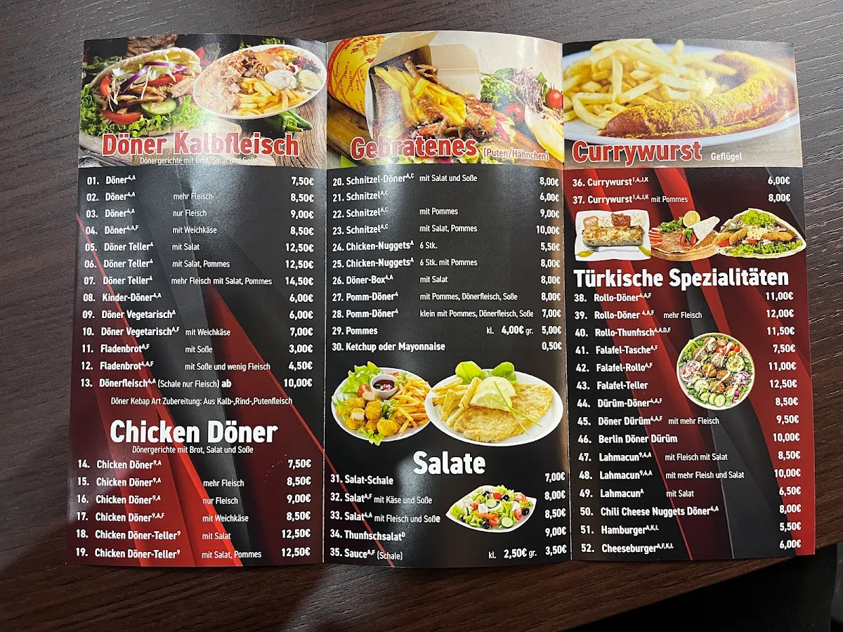 Speisekarte, Berlin Döner Pr. Oldendorf