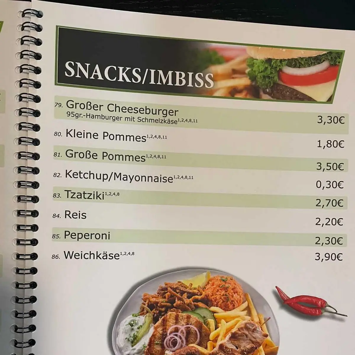 Speisekarte, Istanbul Grill