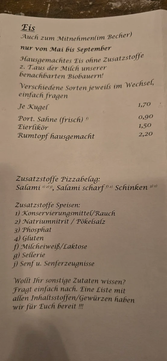 Speisekarte, Krähawinkl