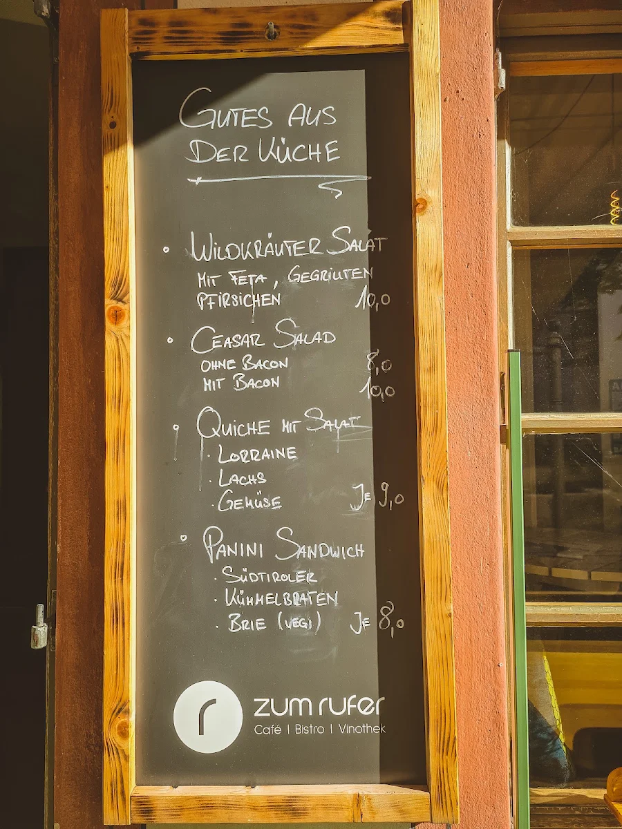 Speisekarte, Café Zum Rufer