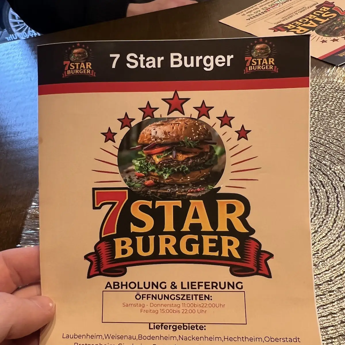 Speisekarte, 7 Star Burger