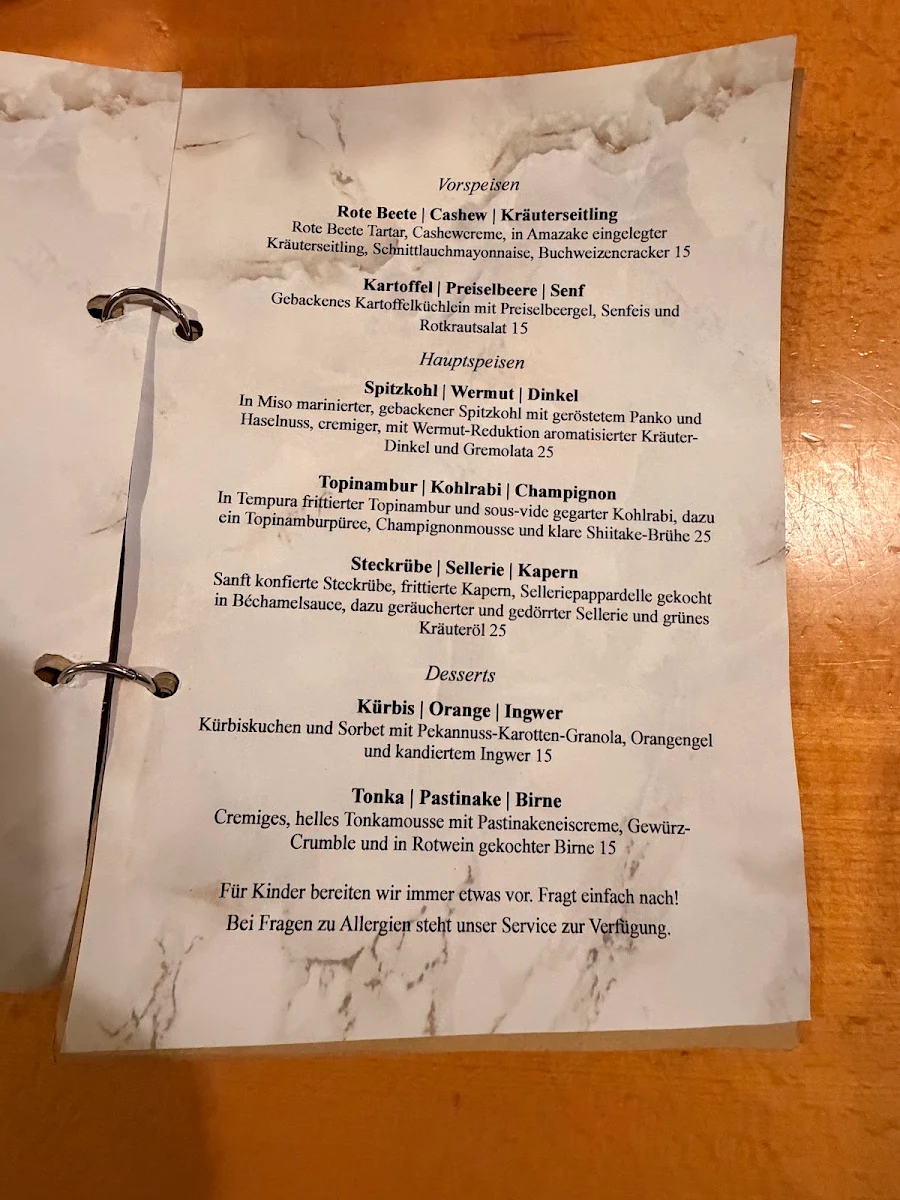 Speisekarte, Tonka Restaurant
