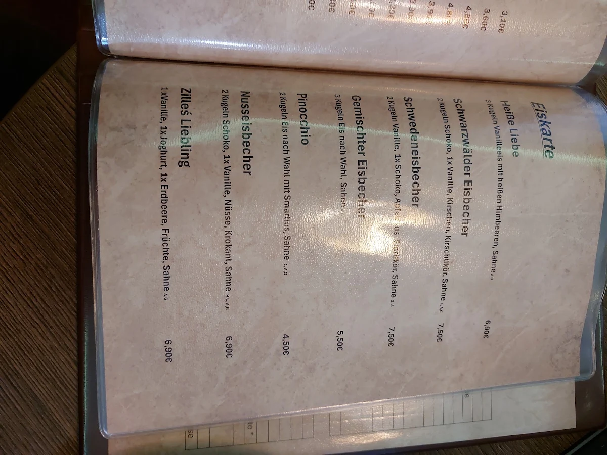 Speisekarte, Cafe Zille Radeburg