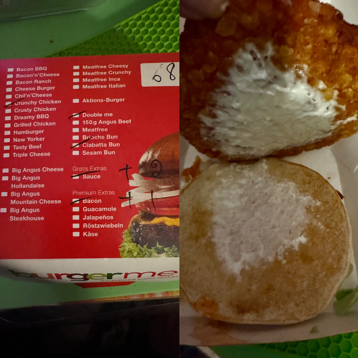 Speisekarte, burgerme München Milbertshofen