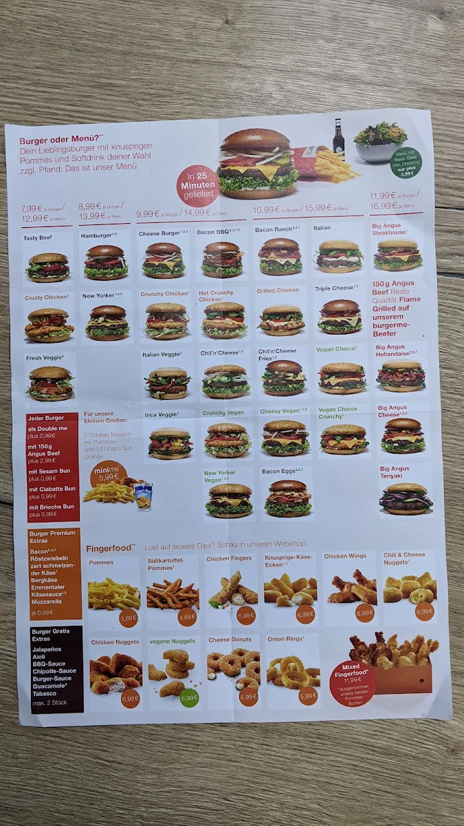 Speisekarte, burgerme München Milbertshofen