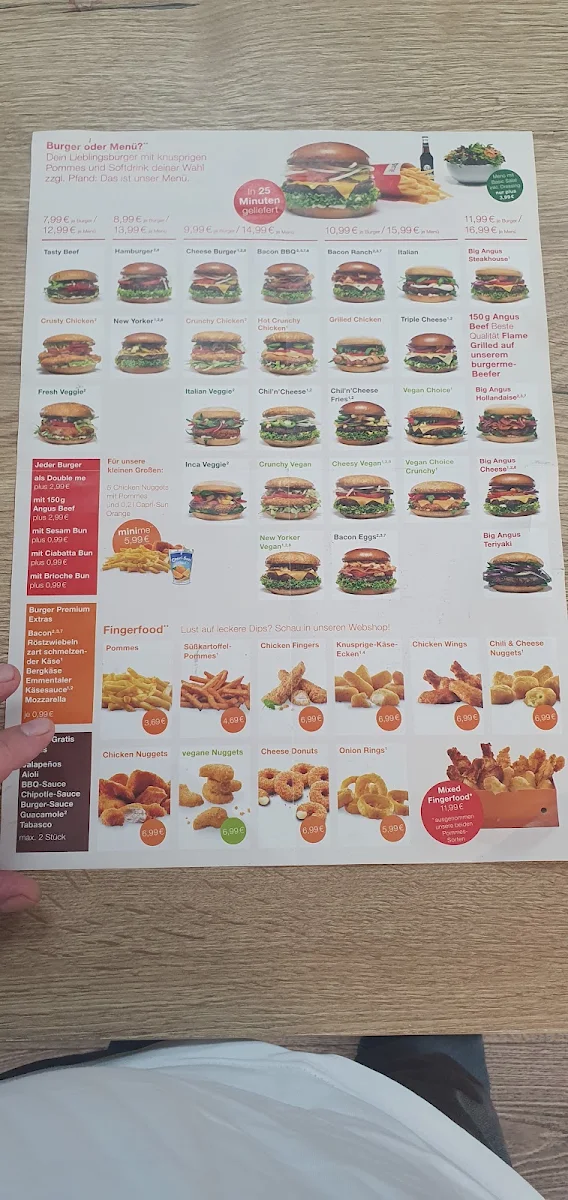 Speisekarte, burgerme München Milbertshofen