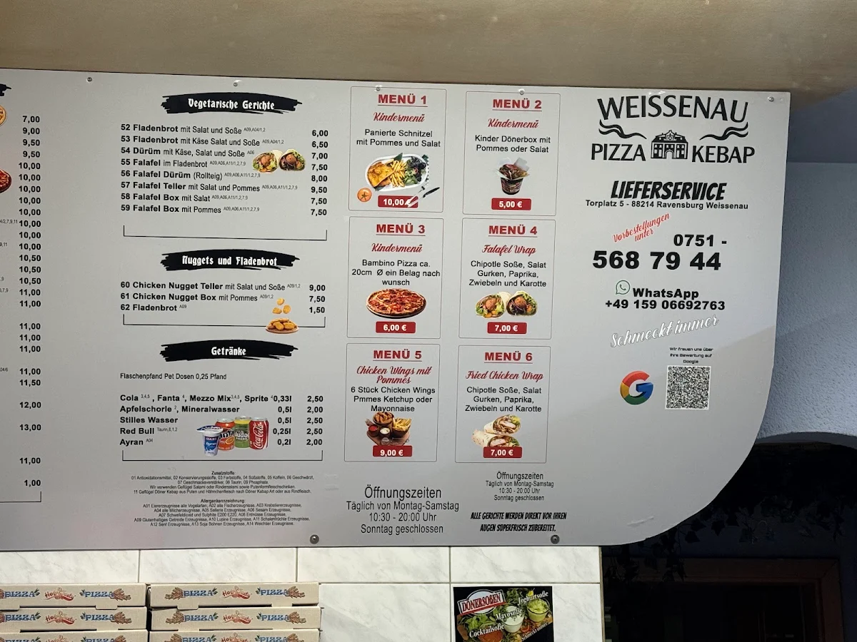 Speisekarte, Weissenau Kebap