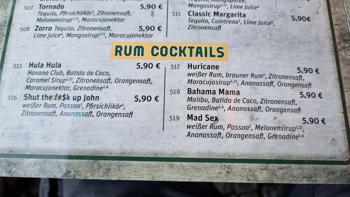 Speisekarte, Zum Schusterjungen