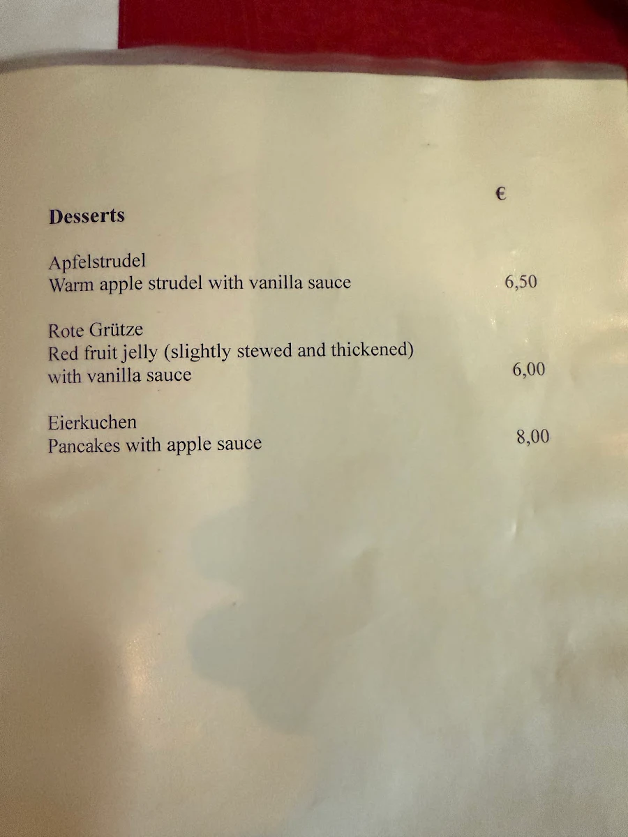 Speisekarte, Zum Schusterjungen