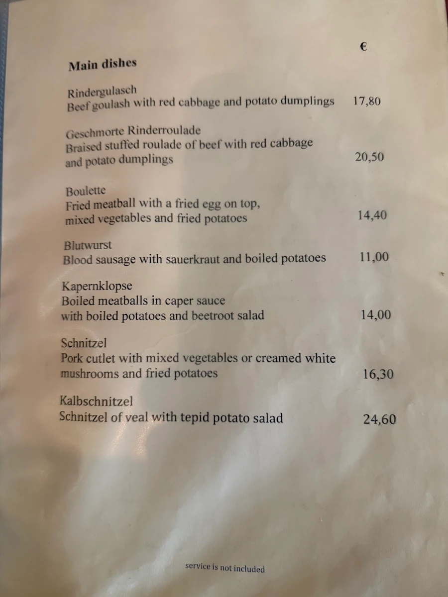 Speisekarte, Zum Schusterjungen