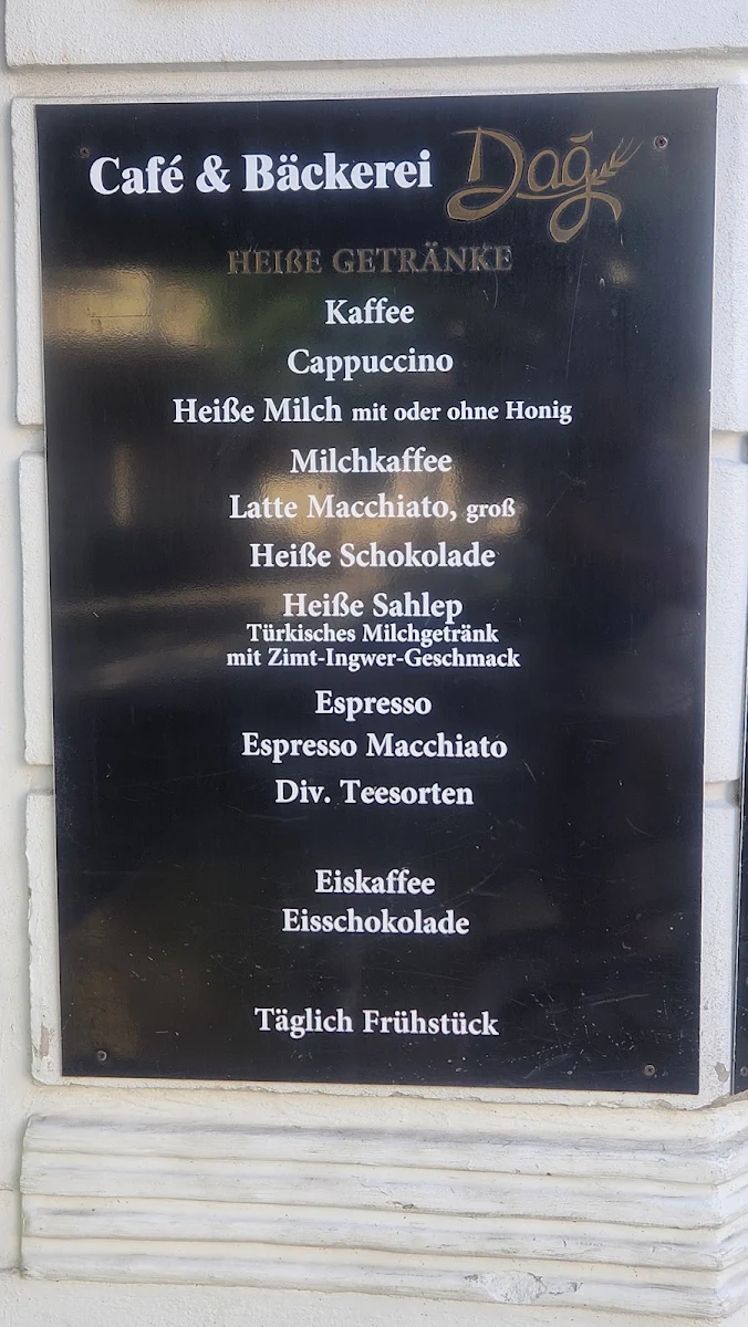 Speisekarte, Cafe DAG