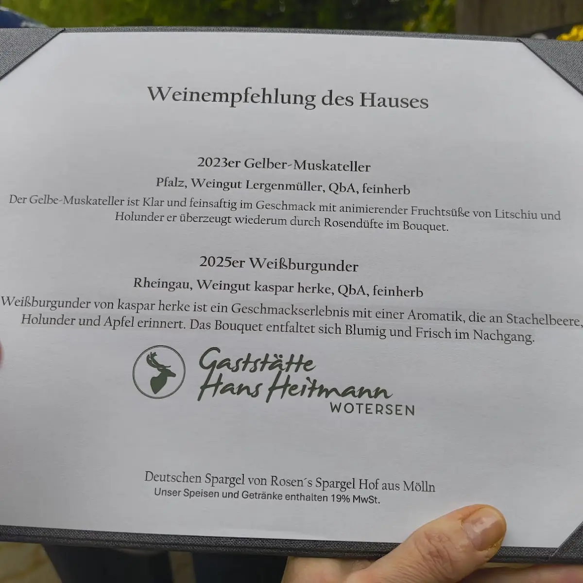 Speisekarte, Heitmann