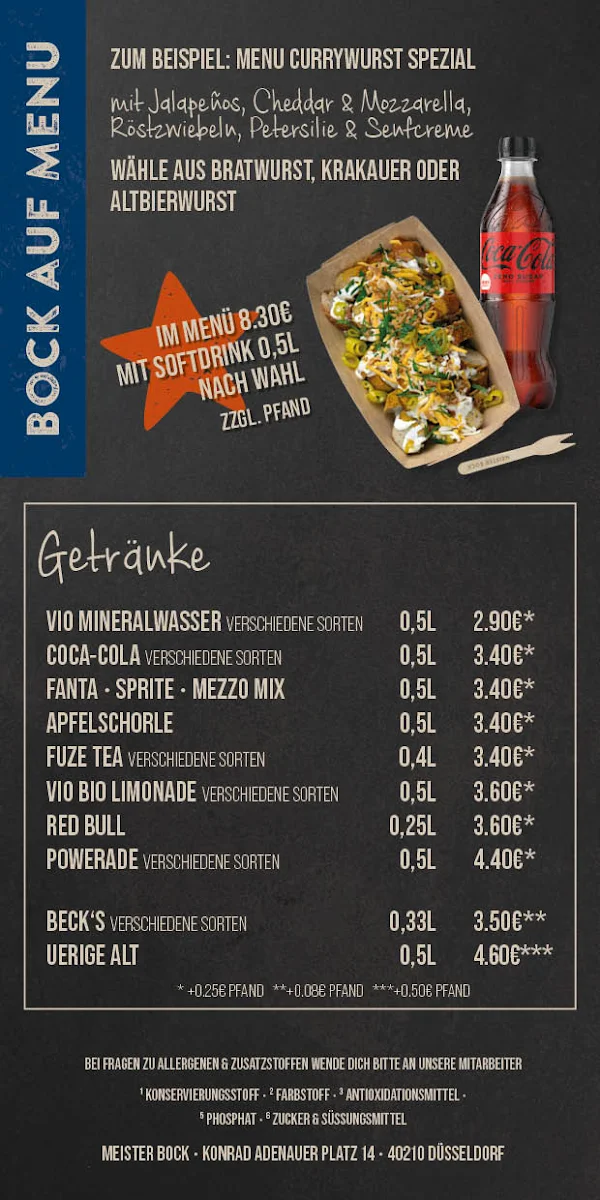 Speisekarte, Meister Bock
