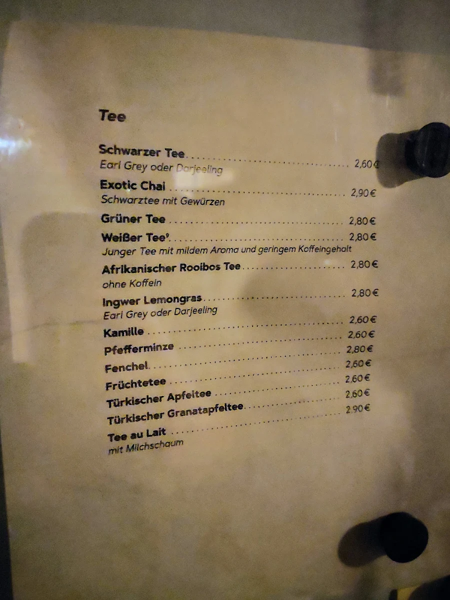 Speisekarte, Café Bohne