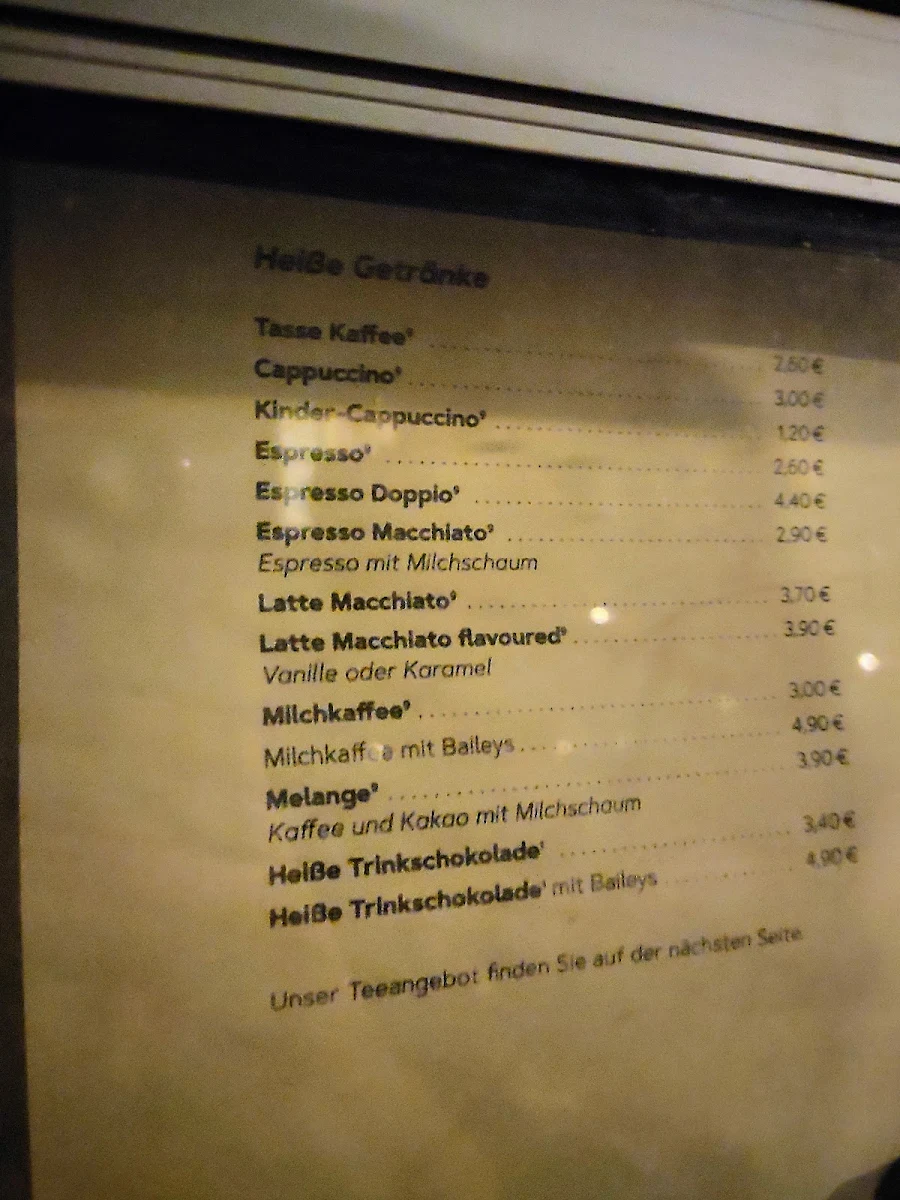 Speisekarte, Café Bohne