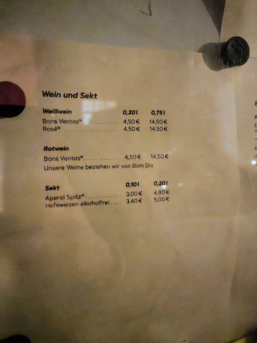 Speisekarte, Café Bohne