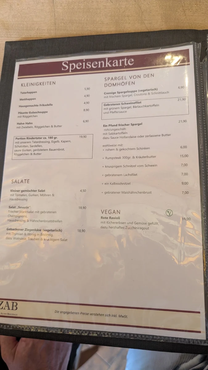 Speisekarte, Zum Alten Brauhaus