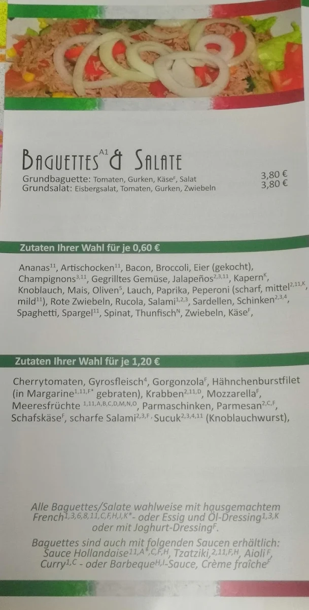 Speisekarte, Pizzeria Topolino