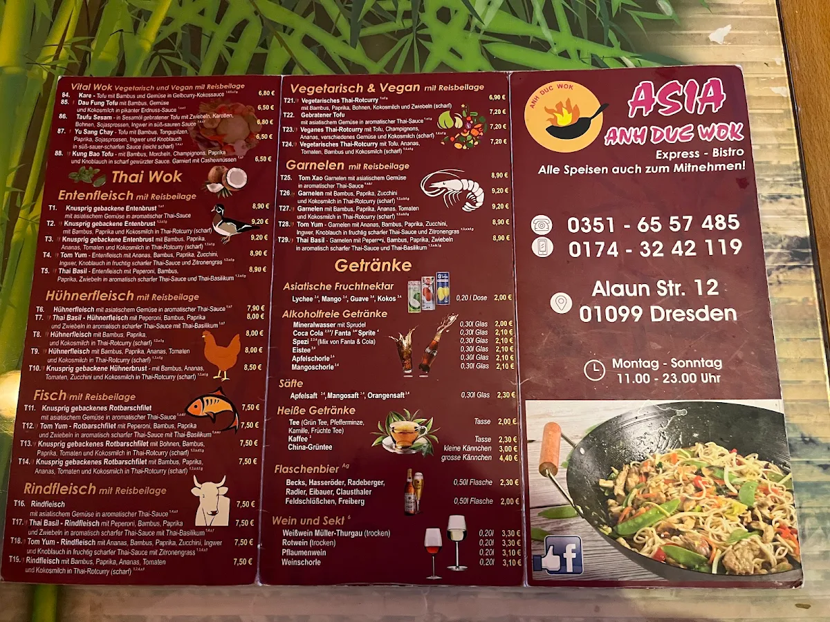 Speisekarte, Anh Duc Wok