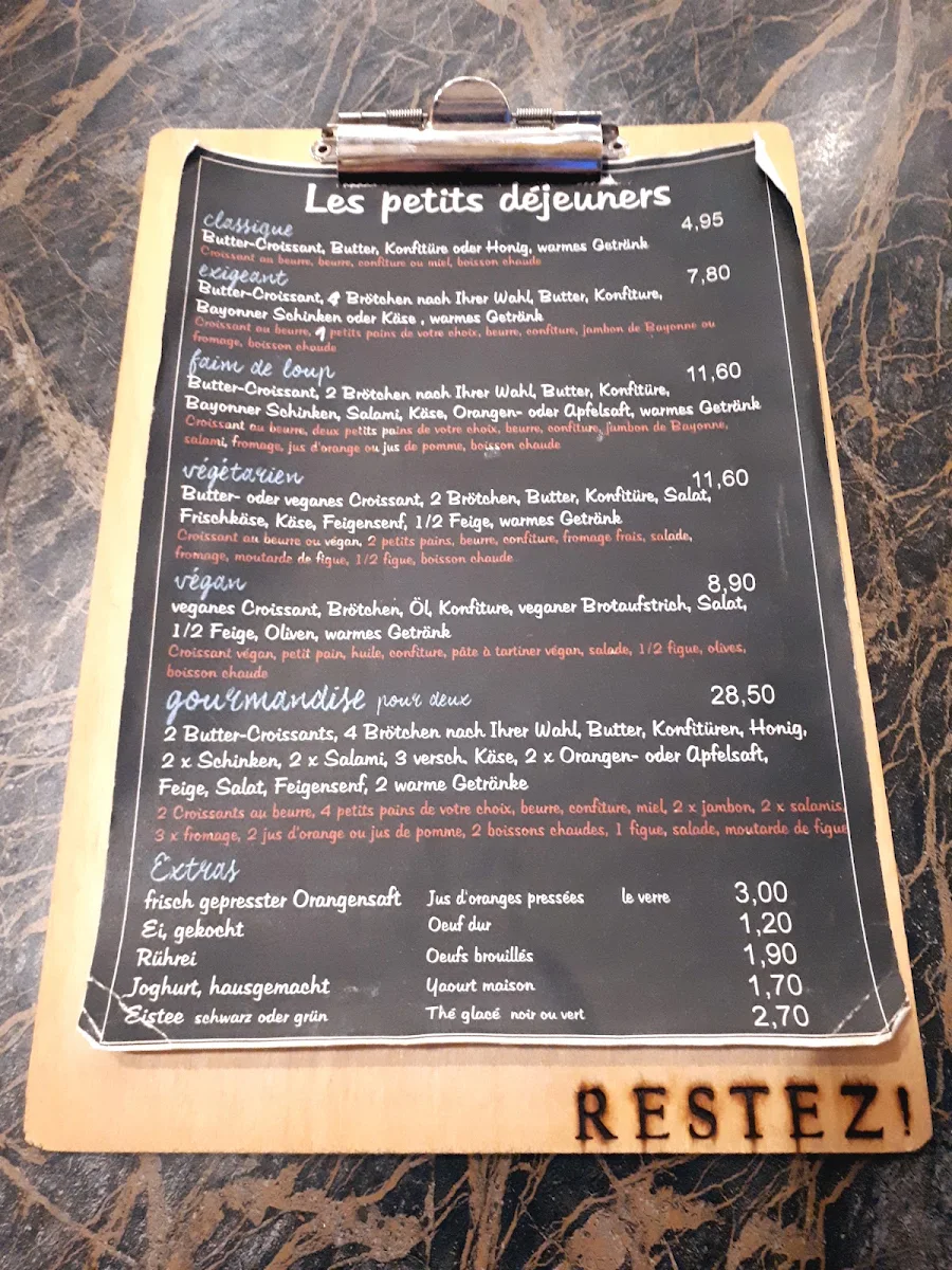 Speisekarte, RESTEZ à table