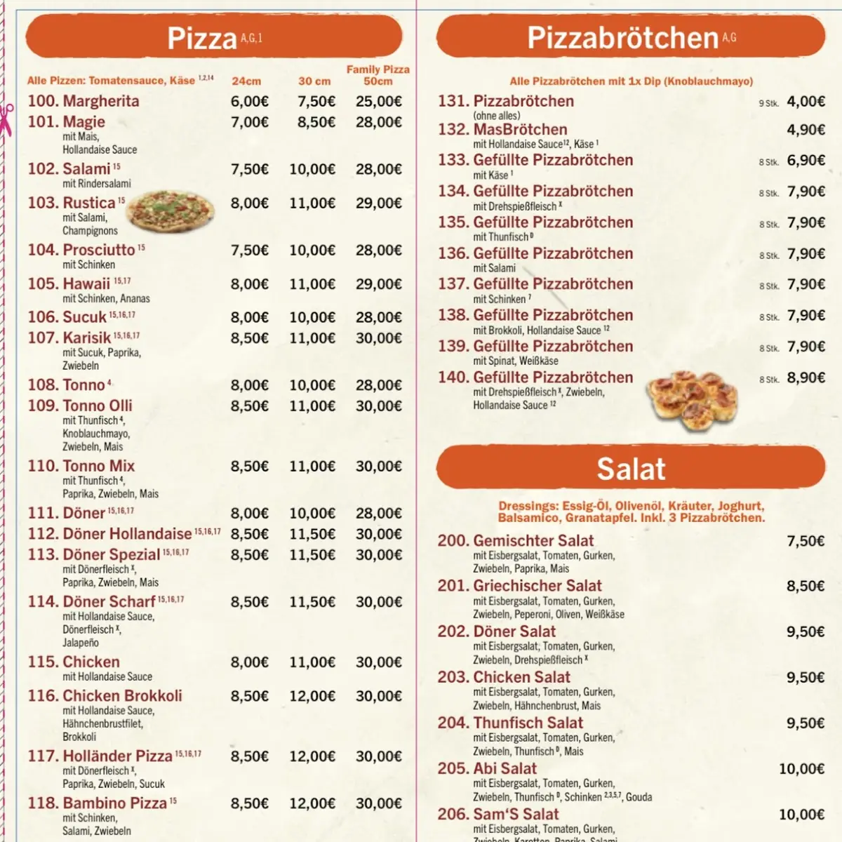 Speisekarte, Sam’s Kebab Haus