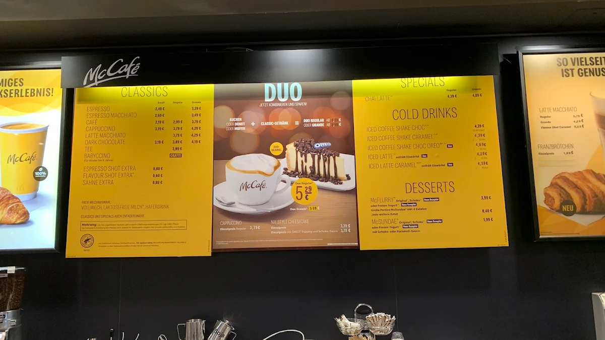 Speisekarte, McDonald's