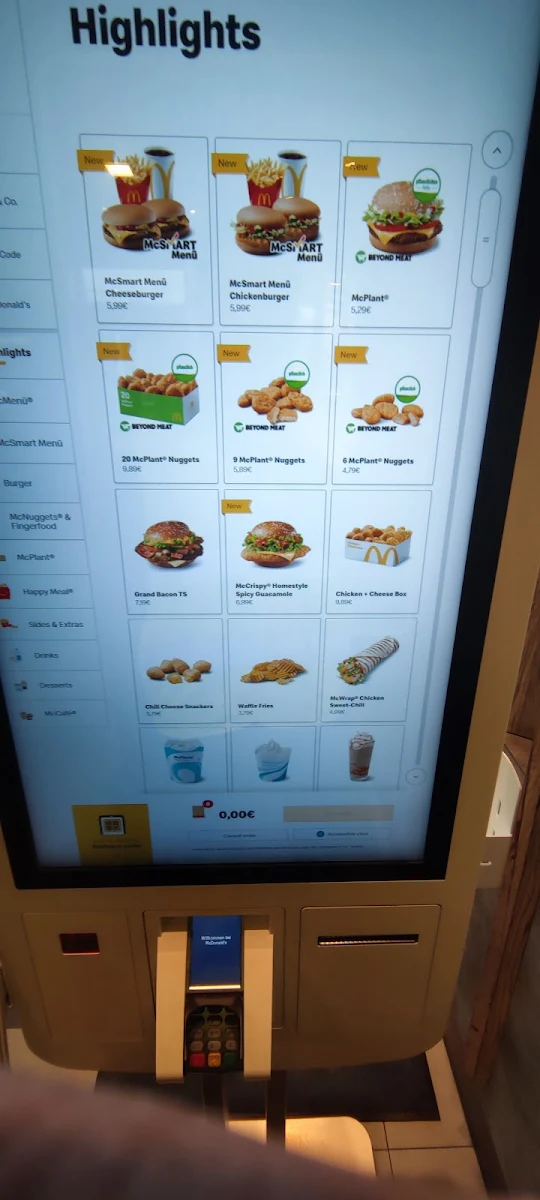 Speisekarte, McDonald's