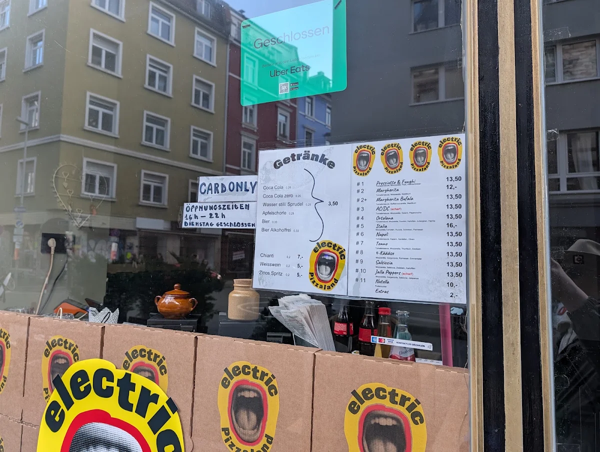 Speisekarte, electric Pizzaland