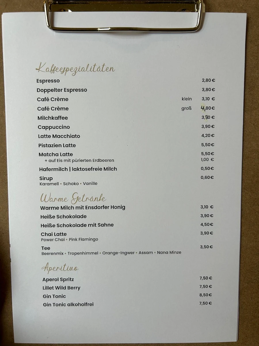 Speisekarte, Café Zum kleinen Fuchs