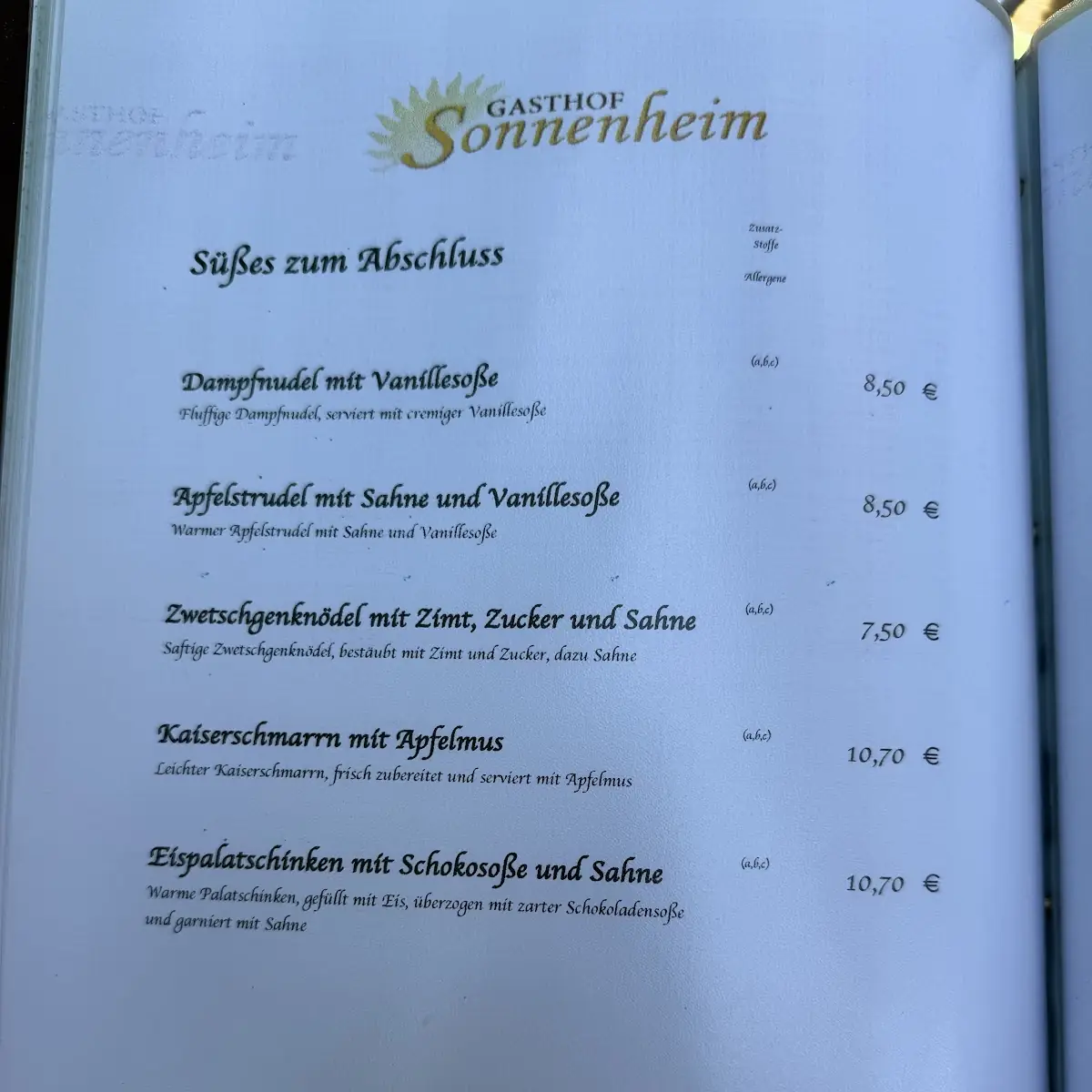 Speisekarte photo 2