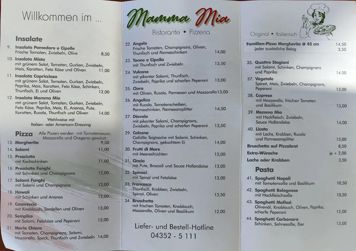 Speisekarte, Die Kate/ Ristorante Pizzeria Mama Mia