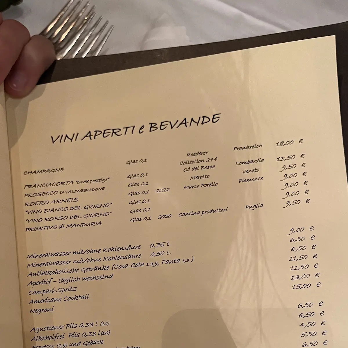 Speisekarte, Acetaia