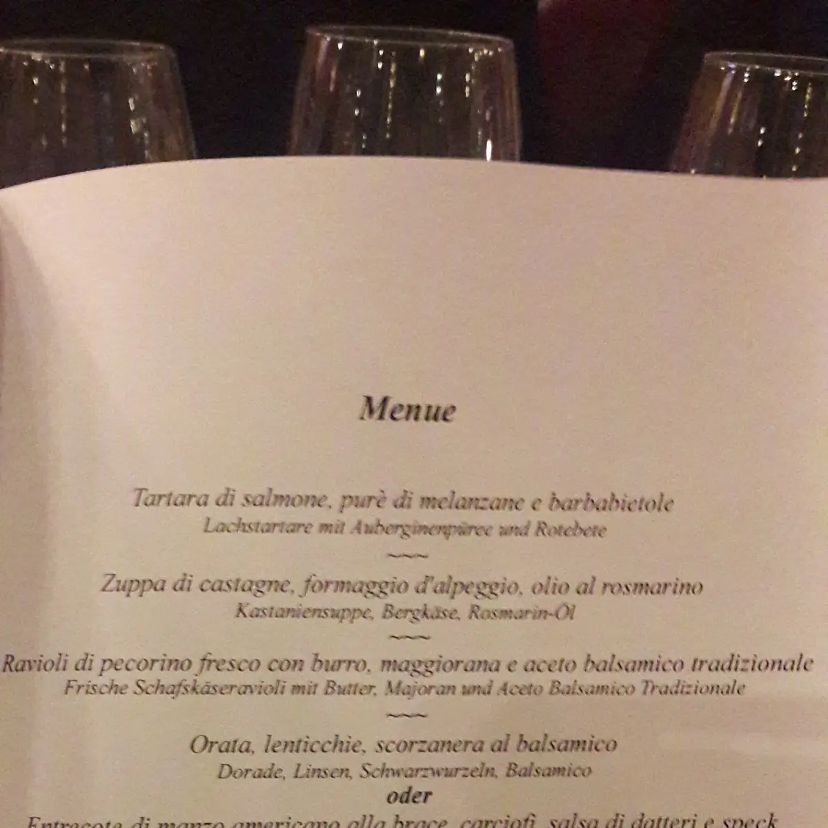 Speisekarte, Acetaia