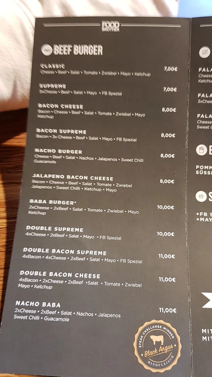 Speisekarte, FOOD BROTHER CITY
